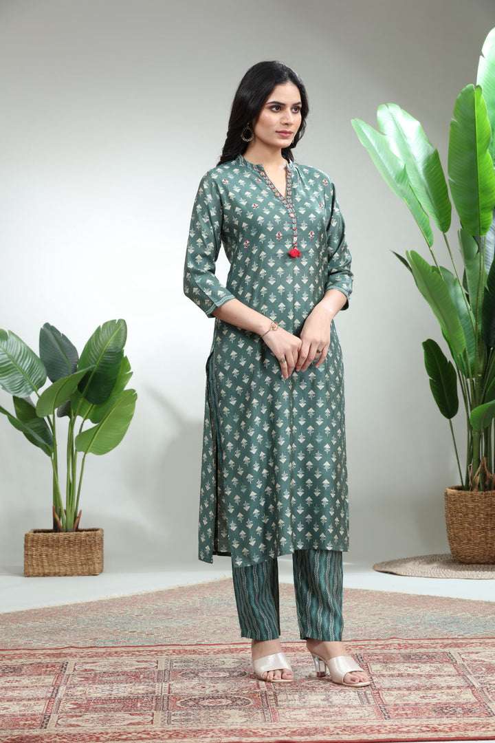 Green Kurti With Pant,GO-772
