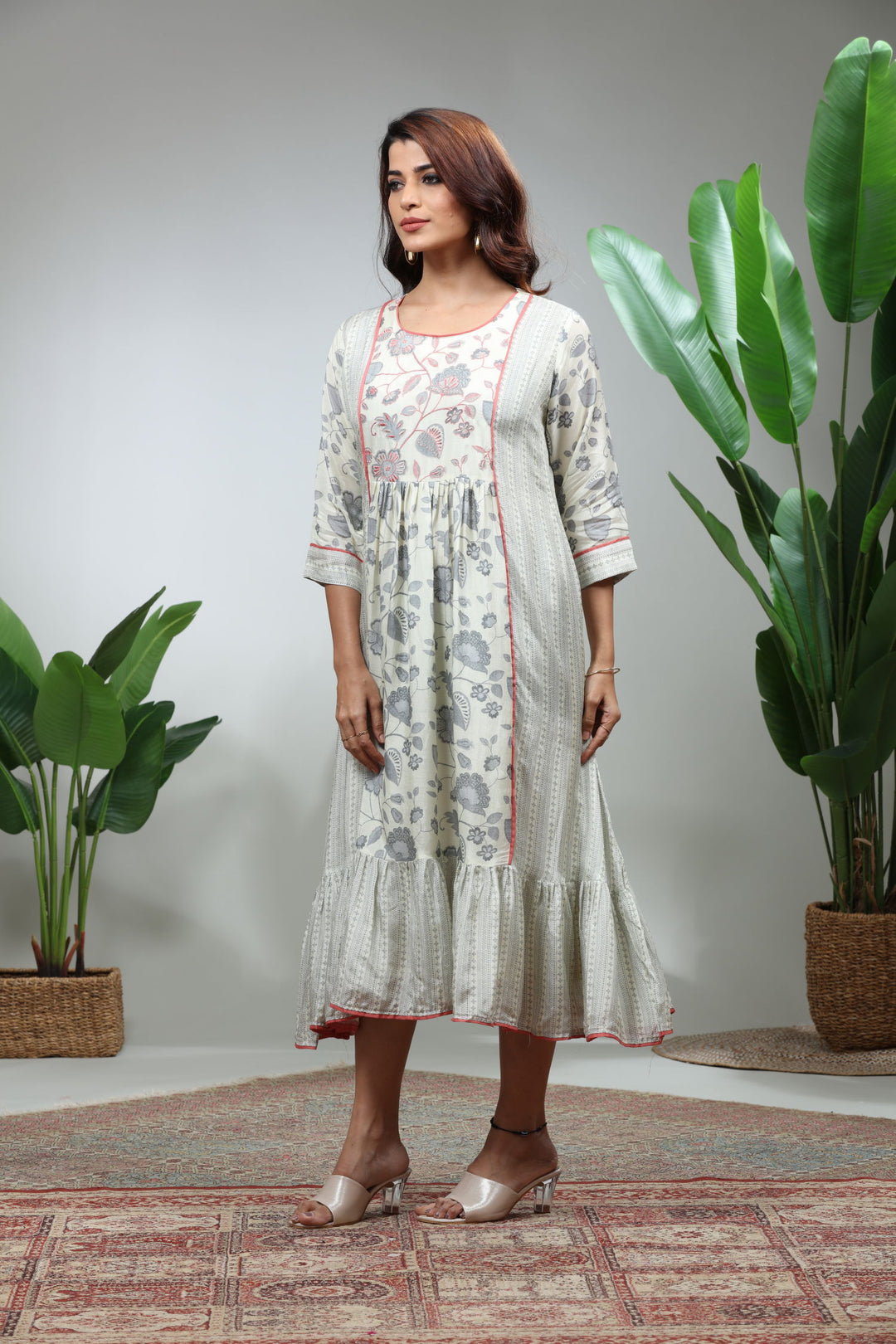 Baby Pink Printed Straight Kurti,GO-791