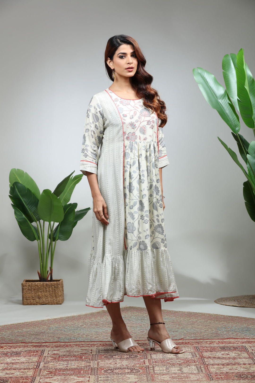 Baby Pink Printed Straight Kurti,GO-791