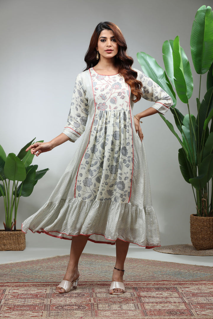 Baby Pink Printed Straight Kurti,GO-791