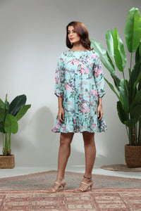 Aqua Bloom Printed Flared Short Kurti 3
