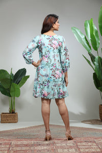 Aqua Bloom Printed Flared Short Kurti 5