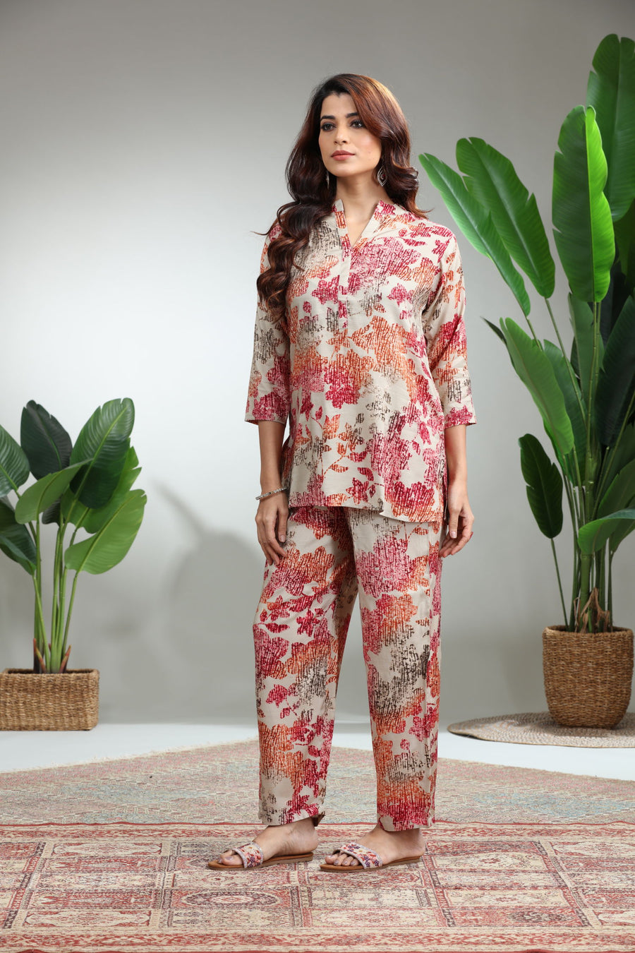Ivory Rust Printed Cotton Co-Ord Set