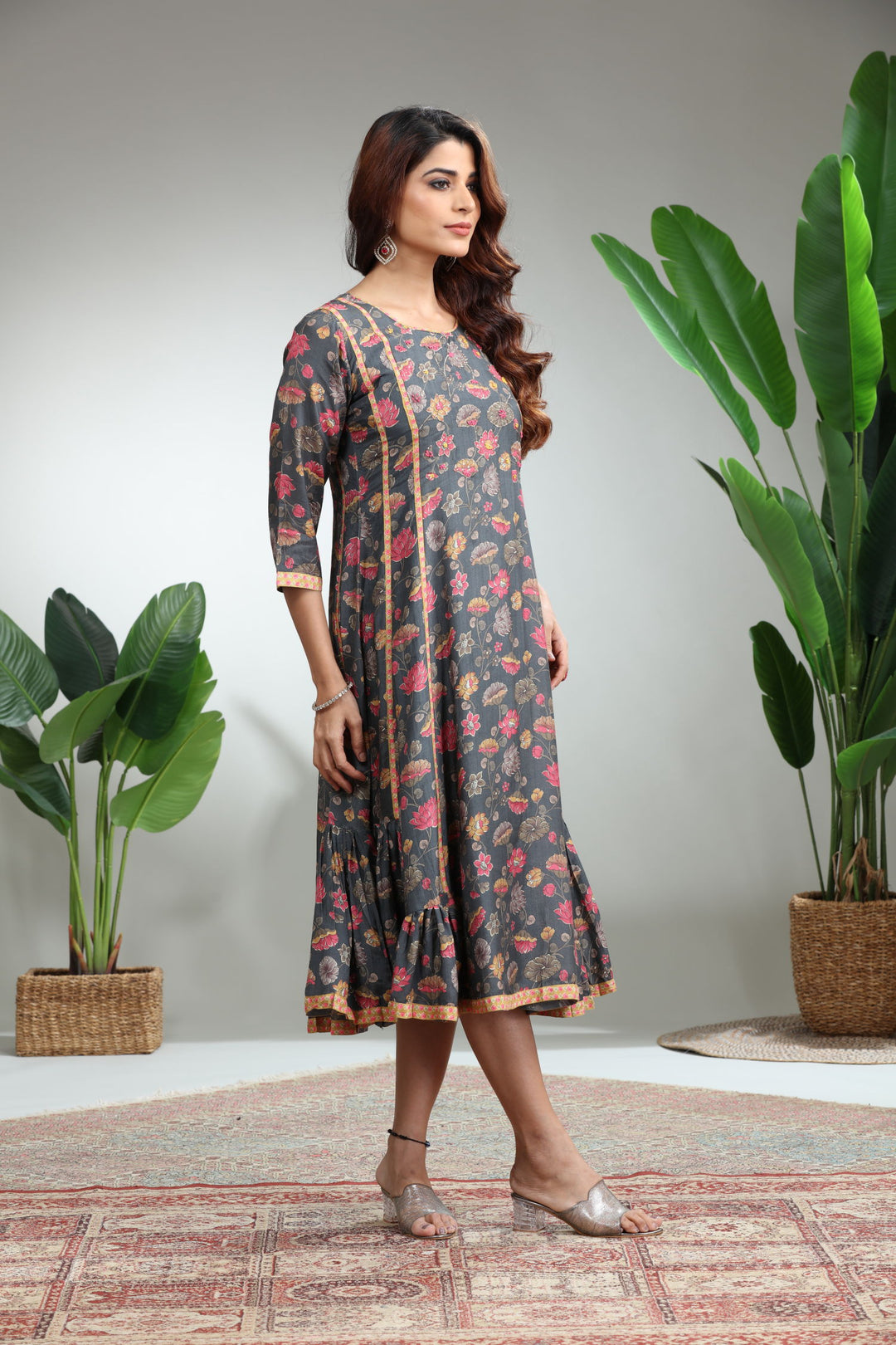 Red Printed Straight Kurti,GO-820