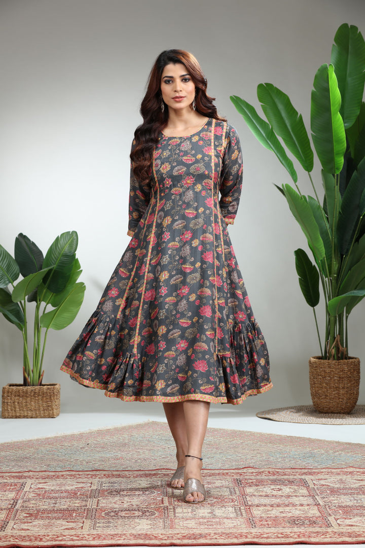 Red Printed Straight Kurti,GO-820