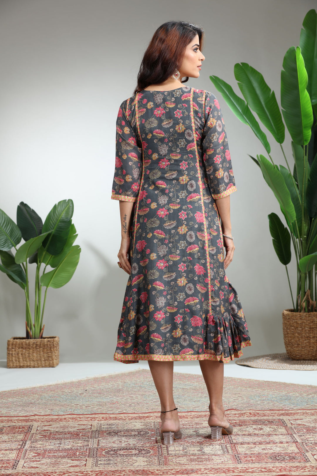 Red Printed Straight Kurti,GO-820