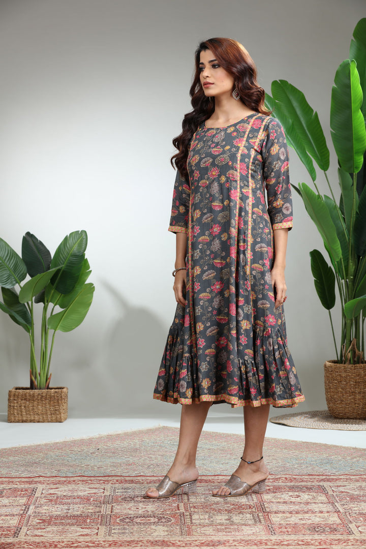 Red Printed Straight Kurti,GO-820