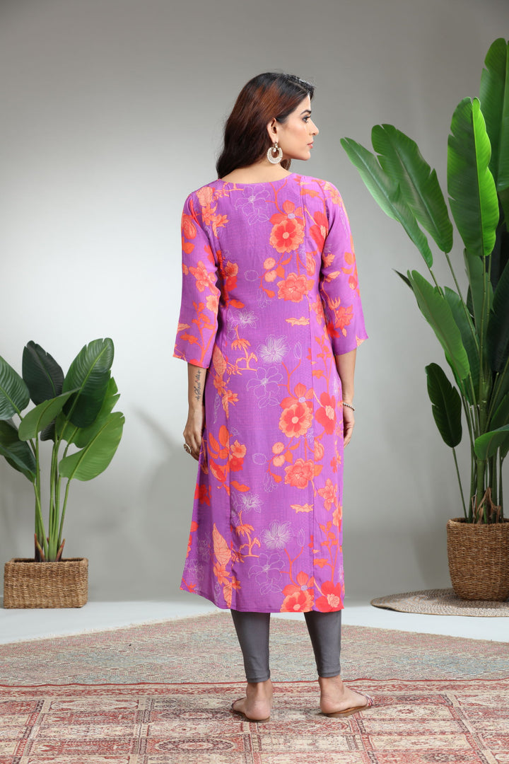 Green Printed Straight Kurti,GO-825