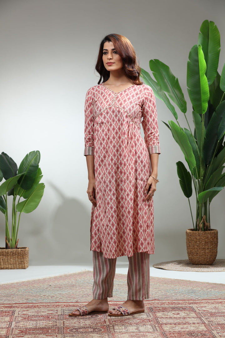 Red Kurti With pant,GO-839