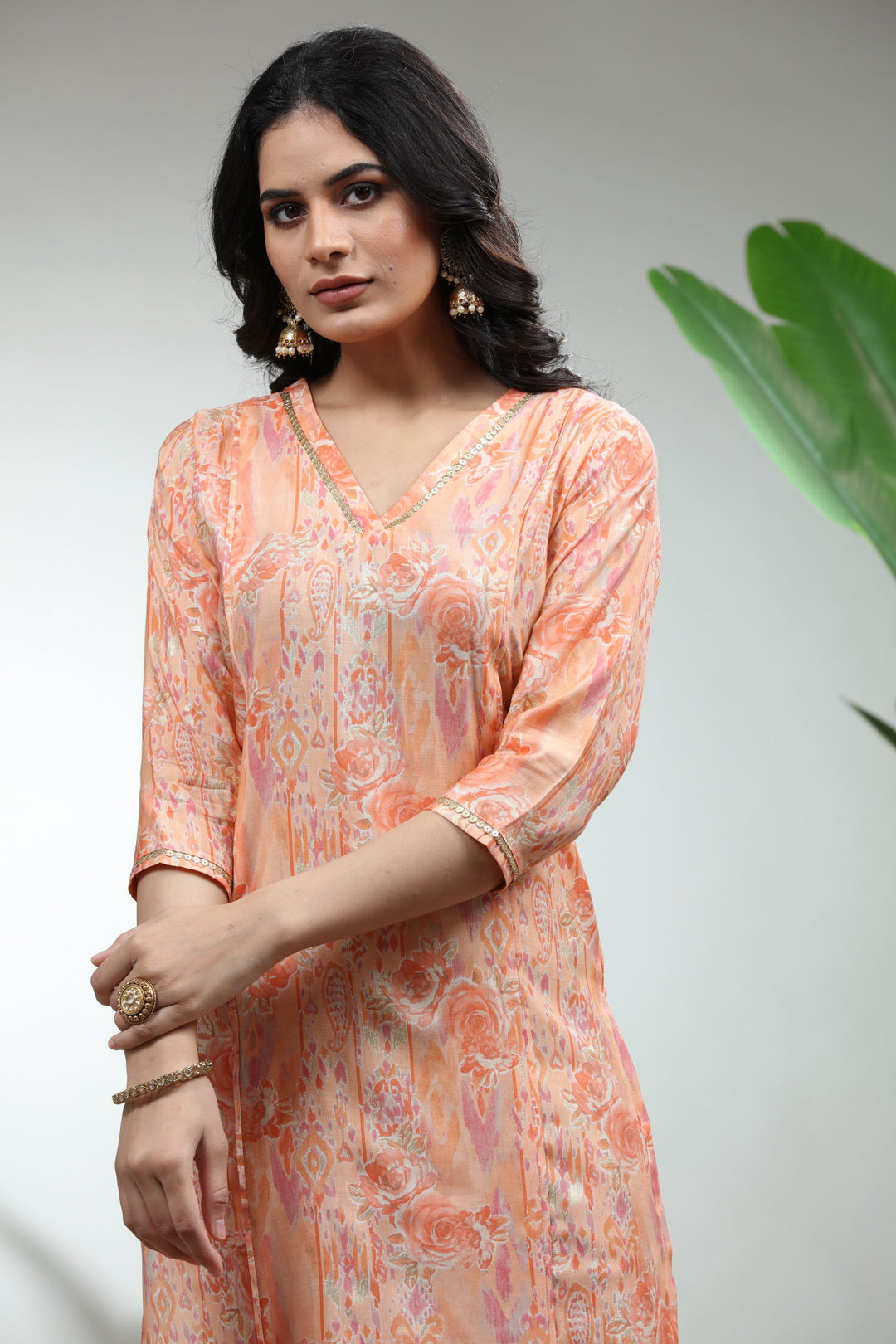 LIGHT ORANGE KURTI,GO-845
