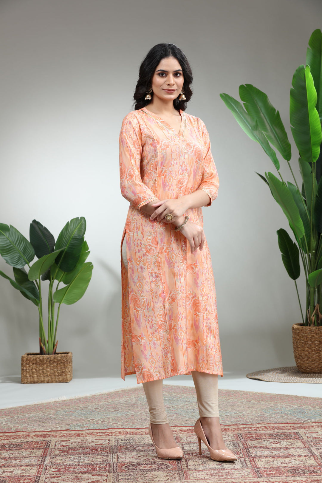 LIGHT ORANGE KURTI,GO-845