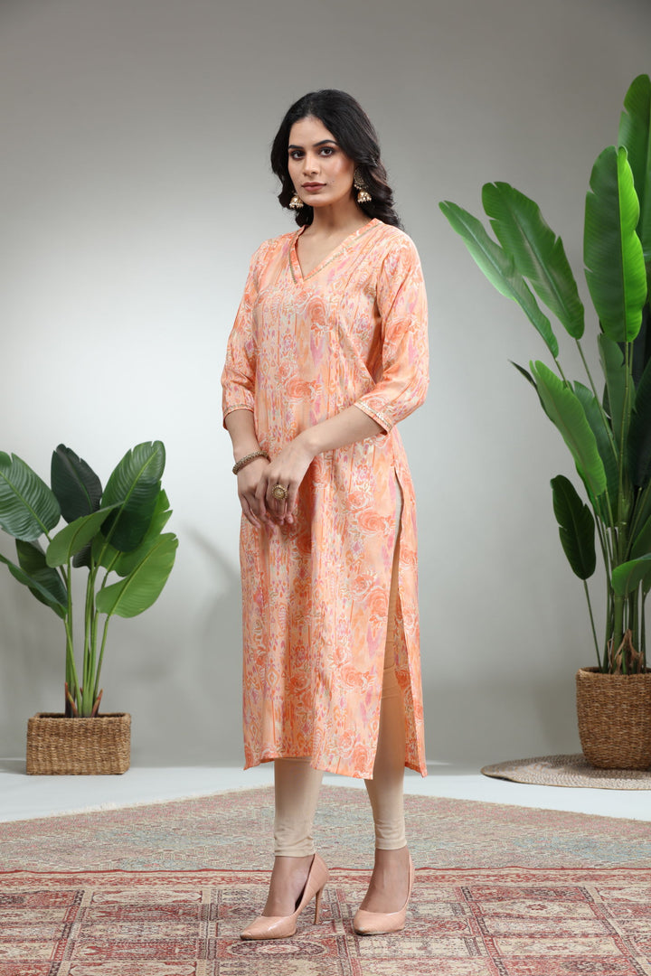 LIGHT ORANGE KURTI,GO-845