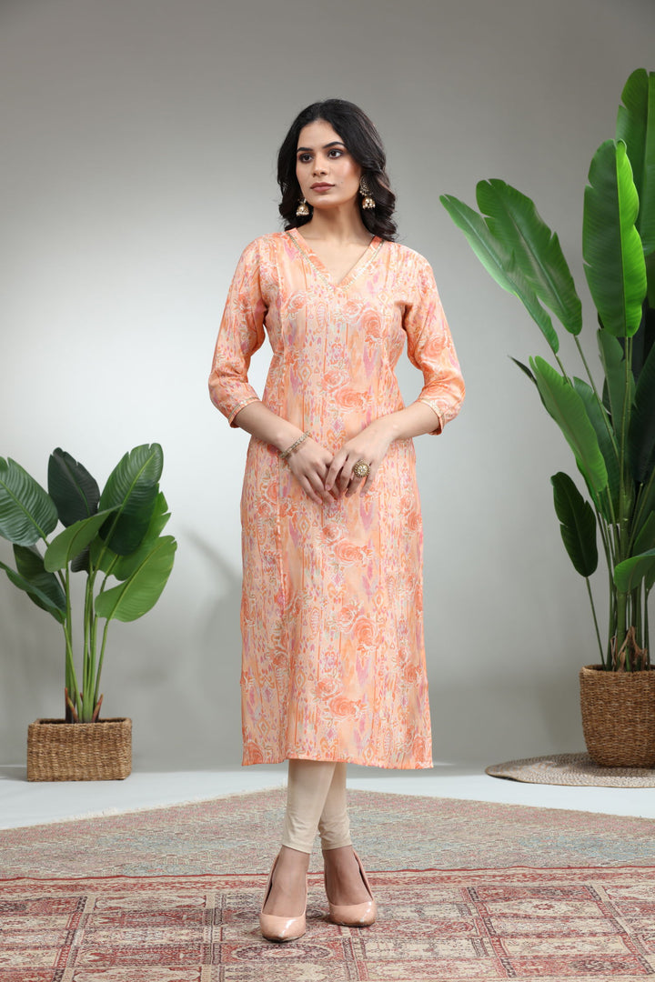 LIGHT ORANGE KURTI,GO-845