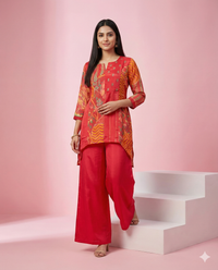 Rani Pink Abstract Printed Chinnon 2-Piece Cord set 2