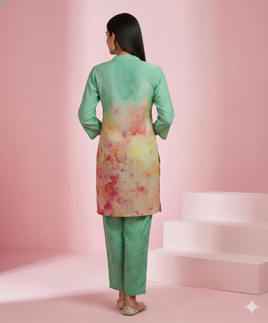 Off White Geometric Printed Flex Linen Kurti