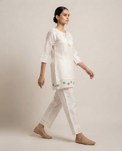 Off-White "Ivory Blossom" Embroidered Kurta Pant Set