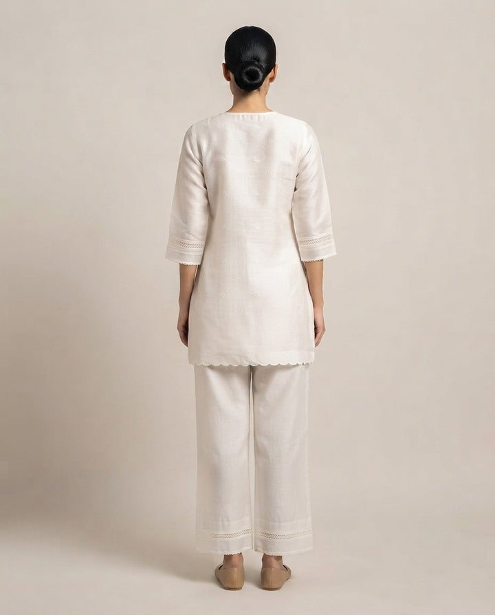 Off-White "Ivory Blossom" Embroidered Kurta Pant Set