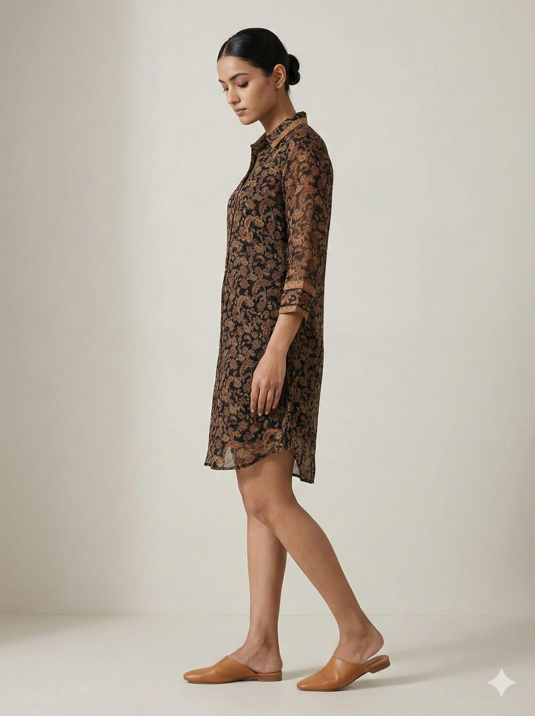 Earthy Paisley Shirt Dress