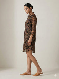 Earthy Paisley Shirt Dress 3