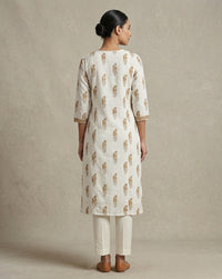 Elegant Floral Print Cotton Straight Kurta 2