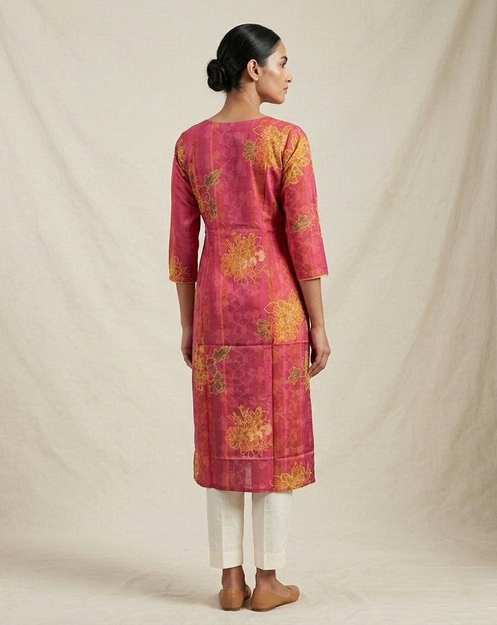 Rani Floral Block-Print Cotton Straight Kurti