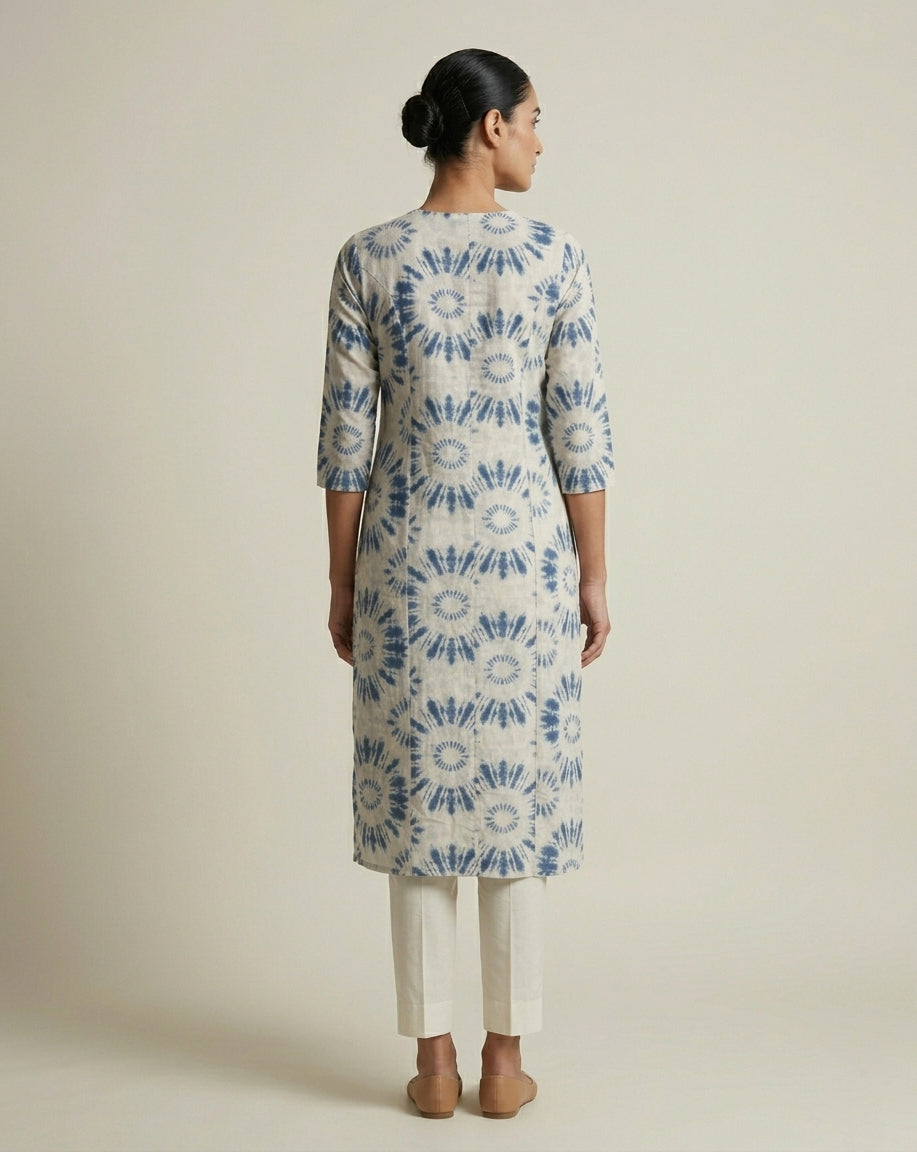 Indigo Shibori Sunburst Straight Kurti