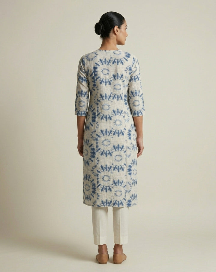 Indigo Shibori Sunburst Straight Kurti