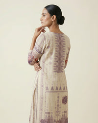 Plum Tribal & Floral Border Ivory Straight Kurti 4