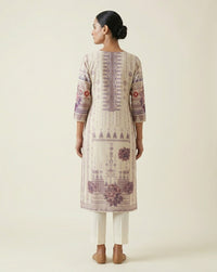 Plum Tribal & Floral Border Ivory Straight Kurti 3