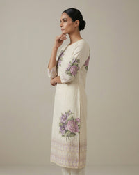 Orchid Floral Ivory Straight Kurti 4