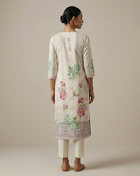 Pastel Floral Ivory Straight Kurti 3