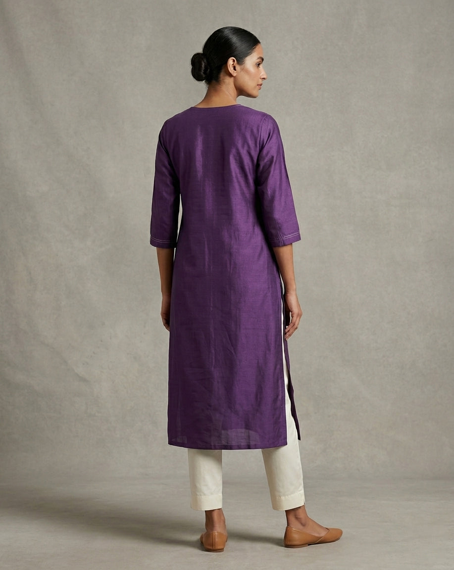 Royal Grape Slub Muslin Kurti