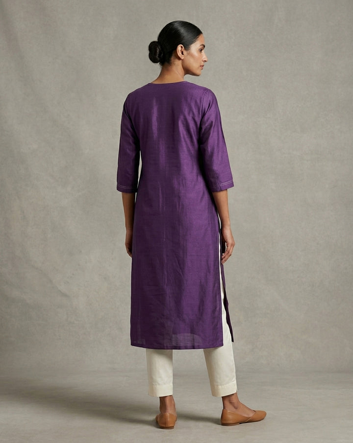 Royal Grape Slub Muslin Kurti