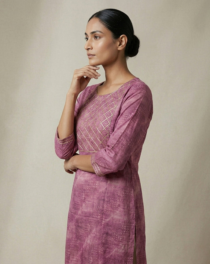 Orchid Pink Muslin Kurti