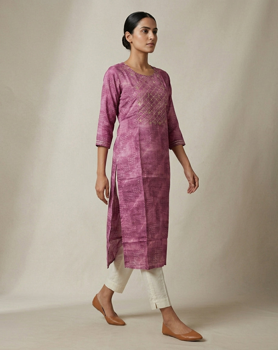 Orchid Pink Muslin Kurti
