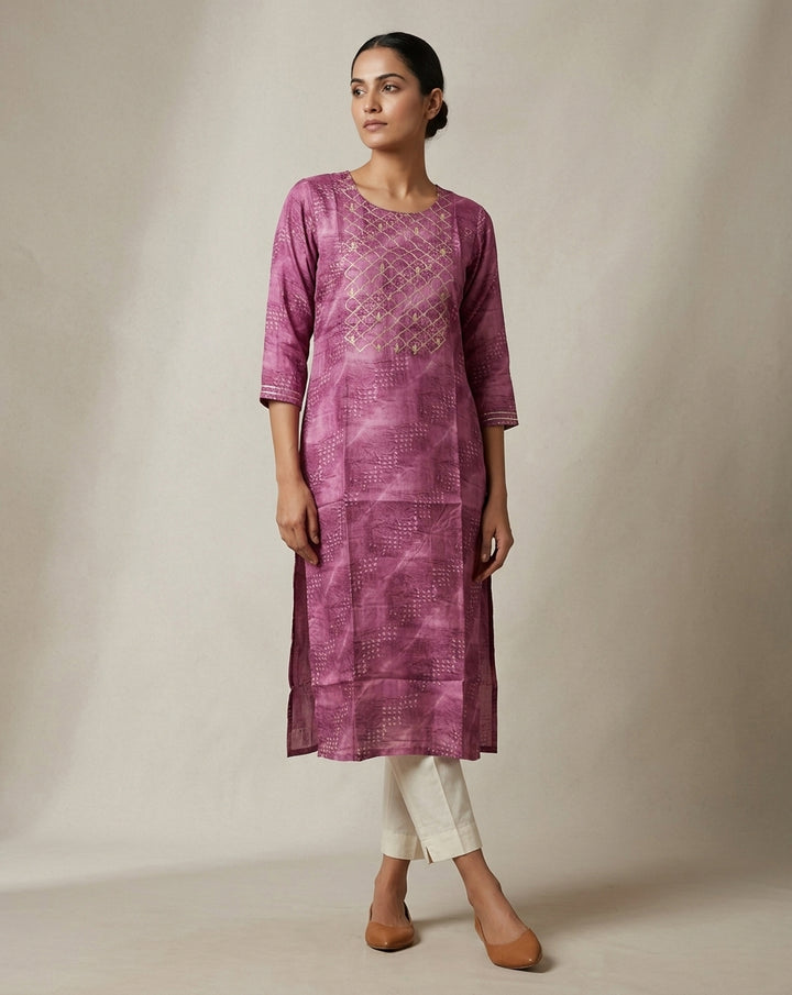 Orchid Pink Muslin Kurti
