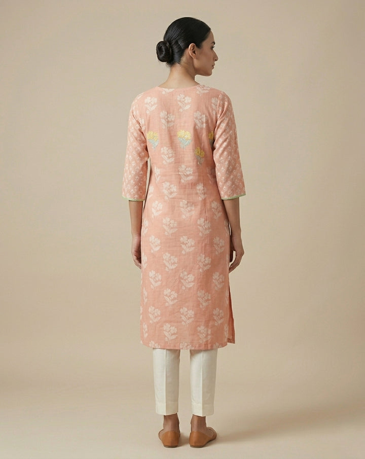 Ivory Geometric Print Muslin Kurti