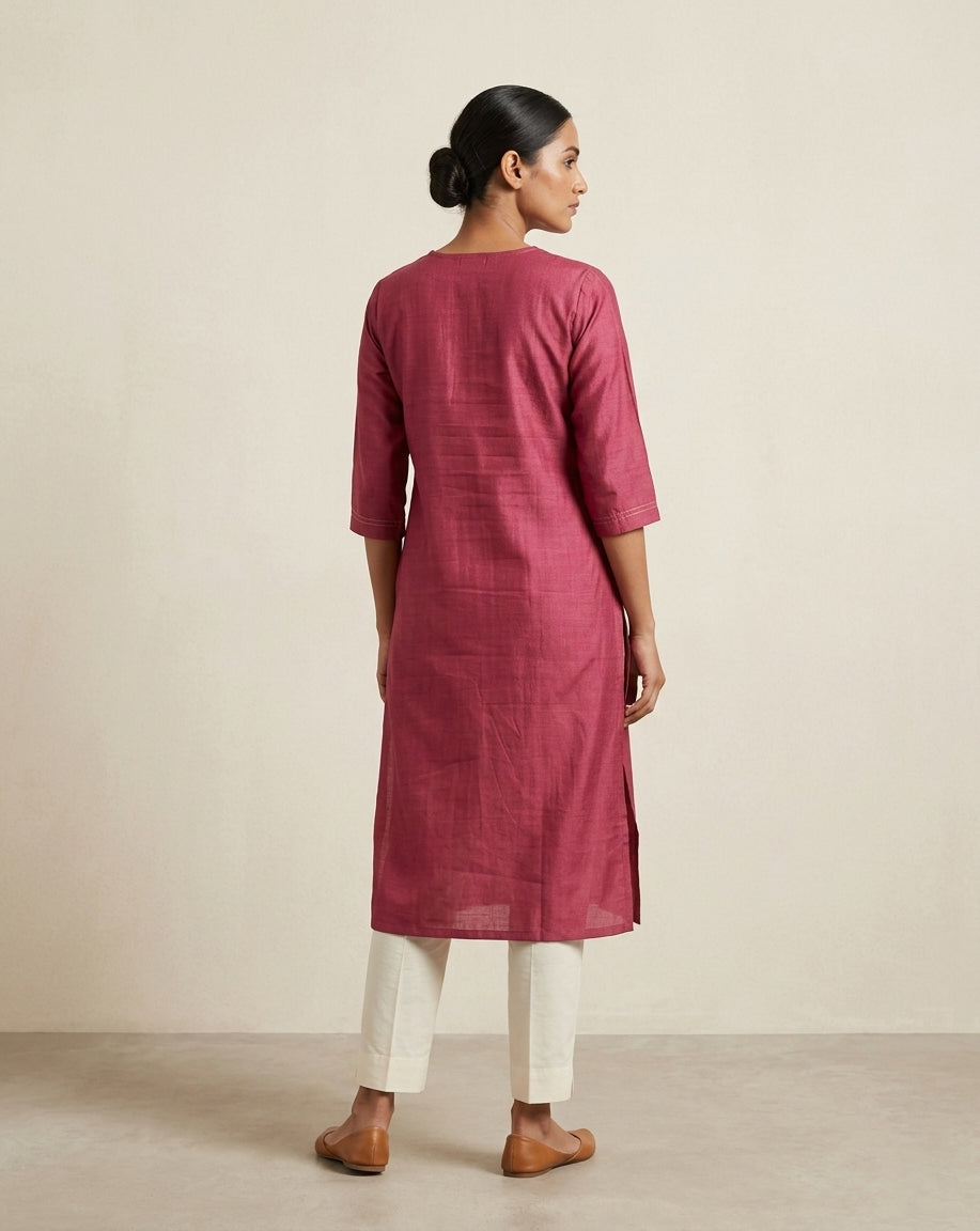 Mauve Orchid Slub Muslin Kurt