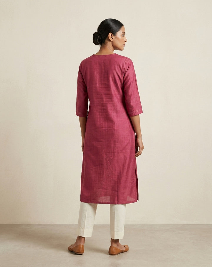 Mauve Orchid Slub Muslin Kurt