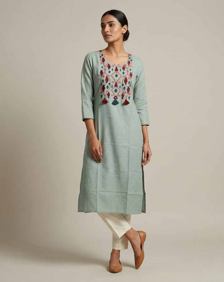 EMBROIDERED STRAIGHT KURTA