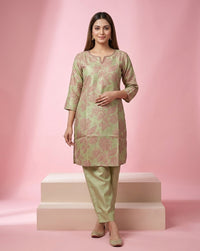 Pista Floral Print Kurta Co-Ord Set 2