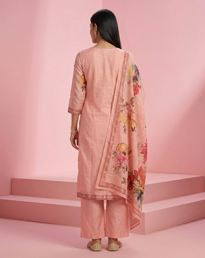 Blush Pink Watercolour Floral Print Kurta Set
