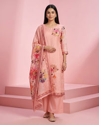 Blush Pink Watercolour Floral Print Kurta Set 1