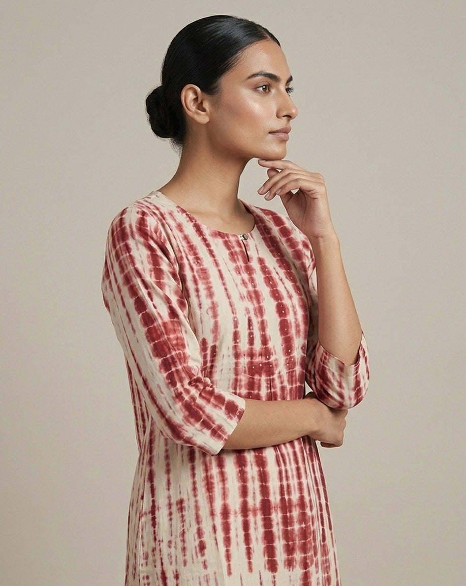 Muted Lime &amp; Sage Geometric Lattice Straight Kurti