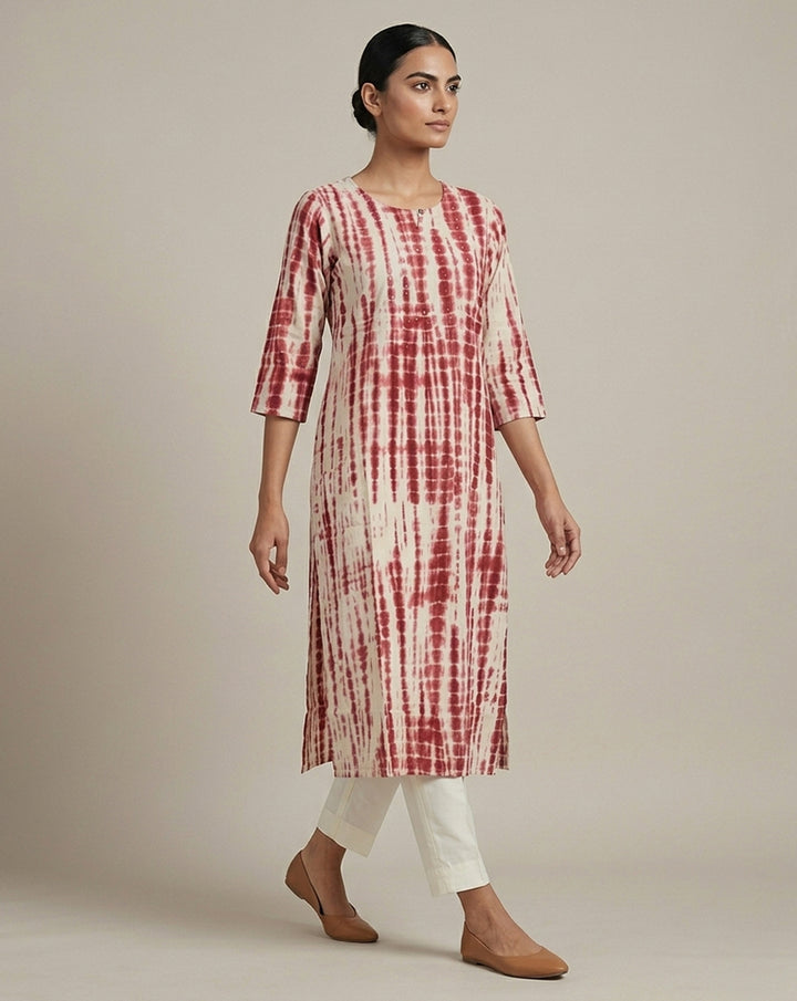 Muted Lime &amp; Sage Geometric Lattice Straight Kurti