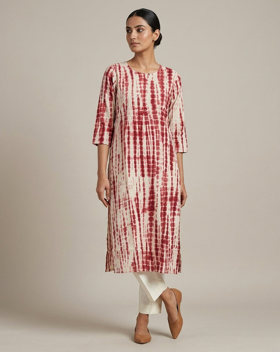 Muted Lime &amp; Sage Geometric Lattice Straight Kurti
