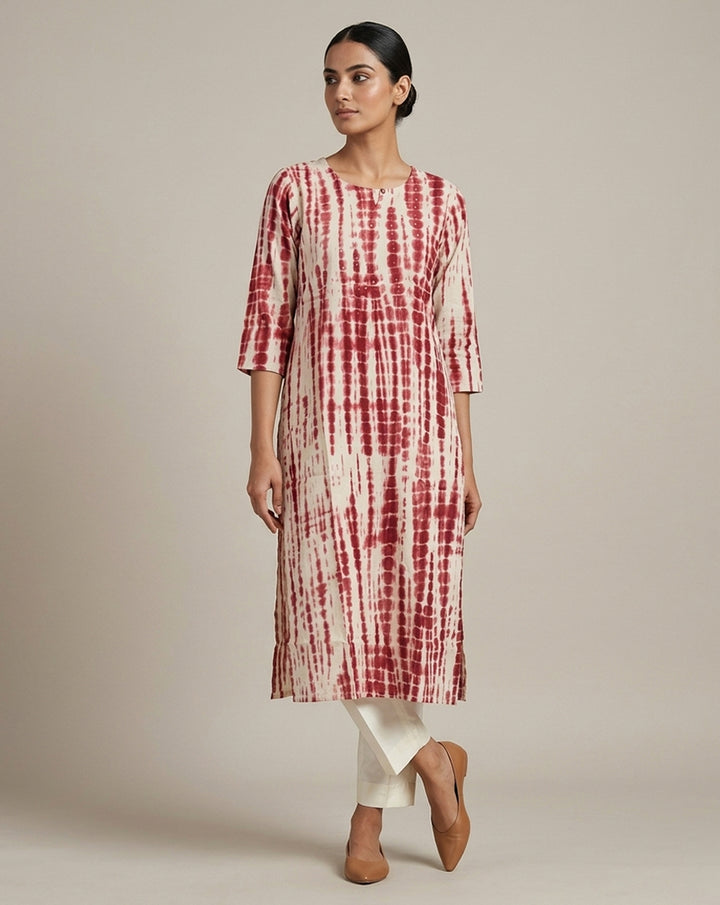 Muted Lime &amp; Sage Geometric Lattice Straight Kurti