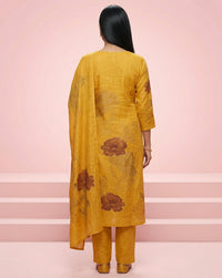 Mustard Rose Floral Print V-Neck Embellished Kurta Set 2