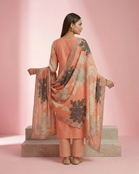 Peach White Bold Floral V-Neck Straight Kurta Set 2