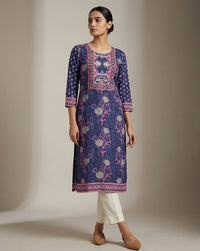 Elegant Floral Print Straight Kurta 4